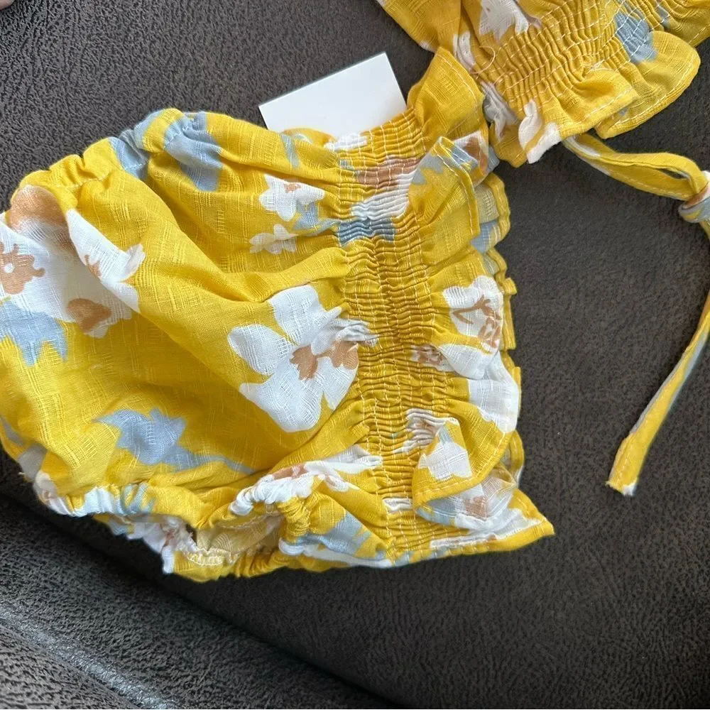 NEW Yellow Floral Smocked Top/dress and Bloomers Set